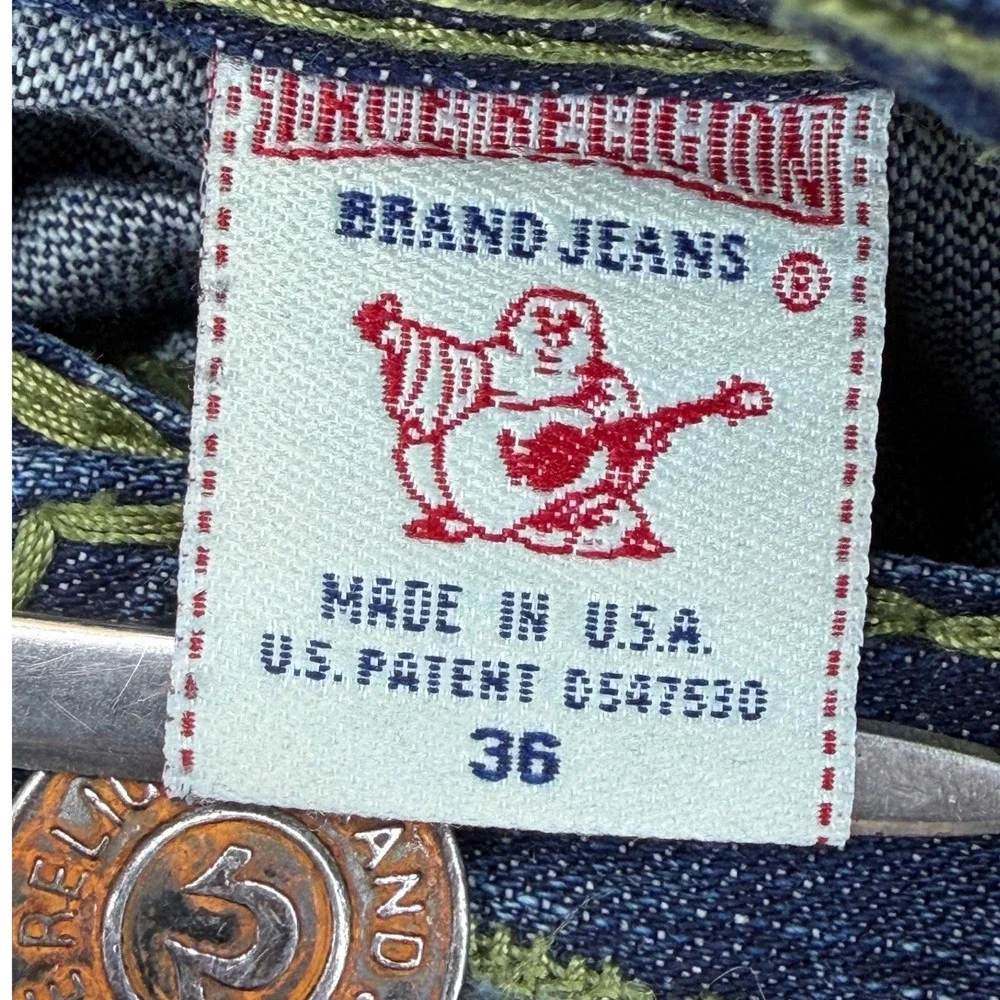 True Religion Billy Super T Jeans Mens‎ 36 Blue Denim Straight Leg World Tour